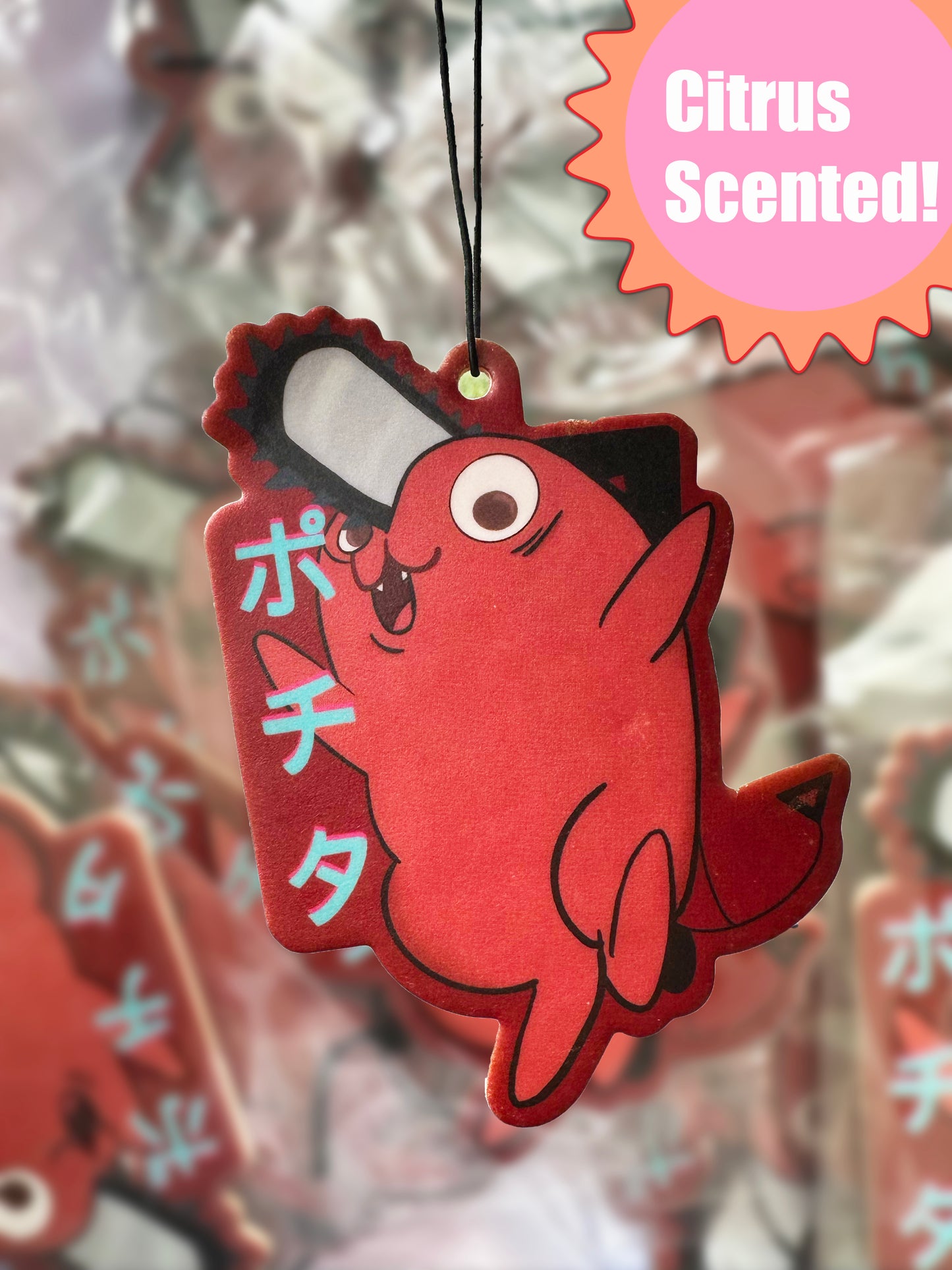 Cute Chainsaw Dog Air Freshener- Citrus-Scented Anime Air Freshener